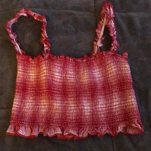 Emory park Red and white pleated tank